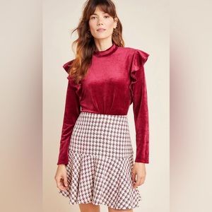 🖤Anthropologie Hutch Tabitha Ruffle Velvet Top